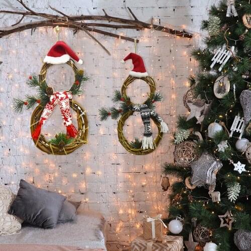 2022 New Year Christmas LED Garland Hanging Decoration Home Rattan Wall Door Home Party Outdoor Shopping Mall Decoration Wreath
