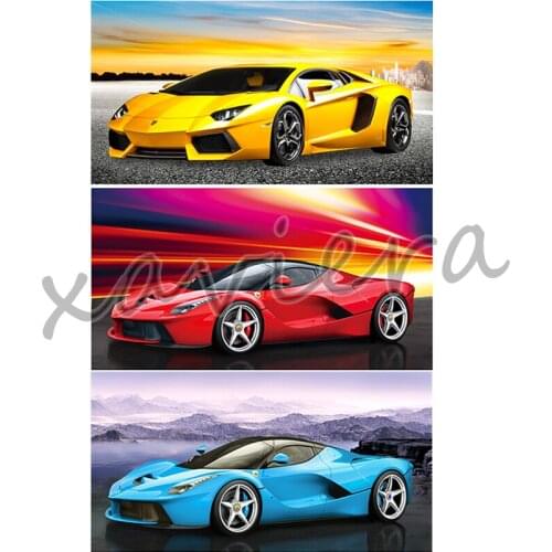 5D DIY Diamond Painting Yellow Sports Car Full Rhinestone Cross Stitch Square Round Acrylic Embroidery Kit Bedroom Decoration