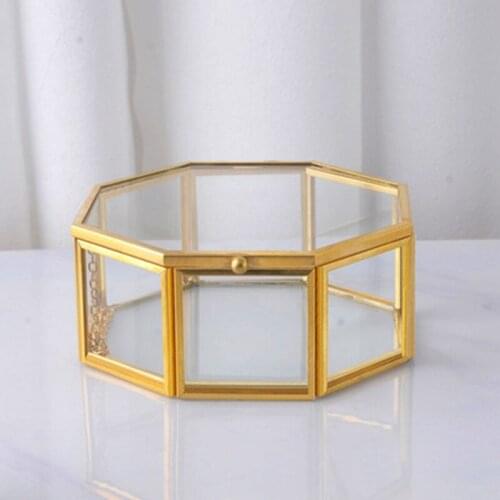 8-sided Retro Glass Jewelry Box with Polished Edge 203F