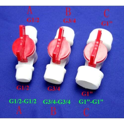 Aquarium Accessories Plastic Hose Barb Ball Valve 1/2" 3/4" 1" G Male Thread