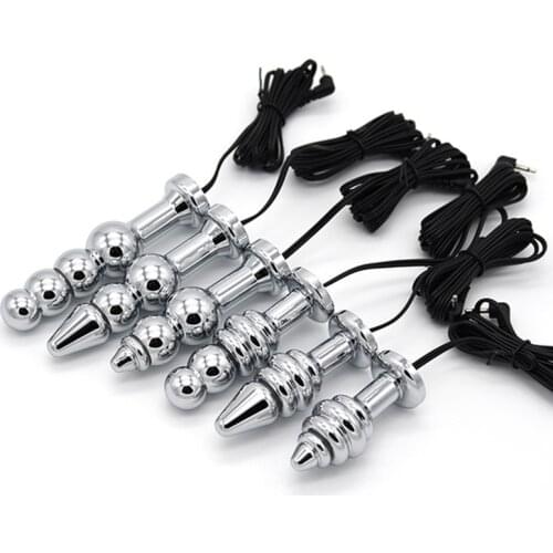 10 Types Bi-Polar Electro Anal Massager Metal Butt Plug Anal Vagina Stimulation Electric Therepy SM Tools Sex Toys for Men Women