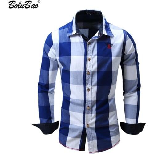 Мужские клечатые рубашки Bolubao China At AliExpress