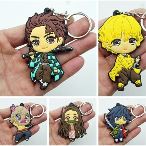Anime Demon Slayer Kimetsu No Yaiba Figure Key Ring Cartoon Key Chain Key Holder Accessories Trinkets Cosplay Itabag Keychain