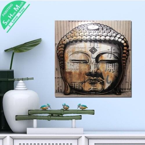 1 Piece Wood Carving Buddha Face HD Printed Canvas Wall Art Posters and Prints Poster Painting Framed Artwork Room Decoration