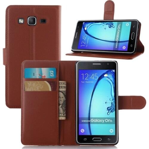 Case for Samsung Galaxy on5/on5 pro,30pcs/lot,TPU leather flip wallet case ,with kickstand&card holder,2016 New,free shipping