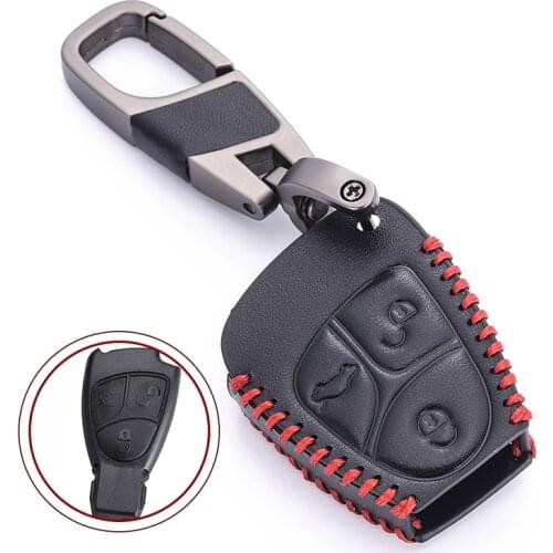 For Mercedes Benz W124 W202 W203 W210 W211 W204 Car Key Case Leather 3 Button Keyless Remote Smart Key Shell Covers
