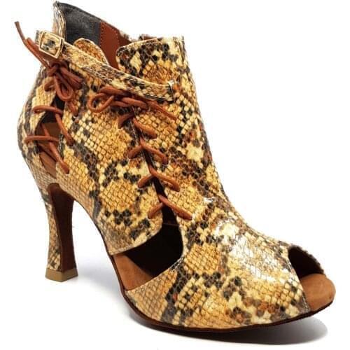 Skin Color Snake Pattern Boots Latin Design Dance Shoes