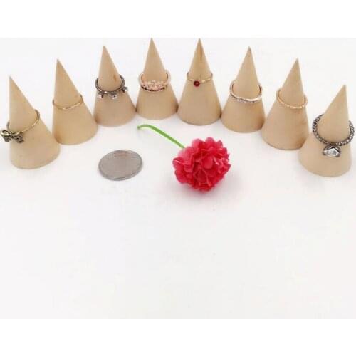 Ring wooden holders cone ring stand for jewelry exhibitor pandora rings holder juwellery organizer jewellery display case props