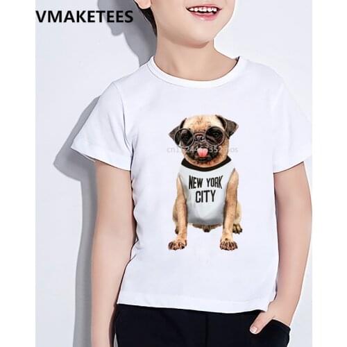 Kids Summer Short Sleeve Girls & Boys T shirt Children Fashion Hipster Cool Pug Print T-shirt Casual Funny Baby Clothes