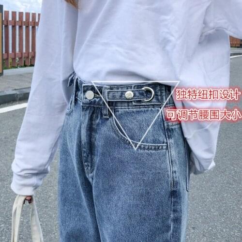 Jeans Womens Loose Korean Version of The Spring New High-waisted Wild Super Thin Straight Daddy Harlan Pants Trend