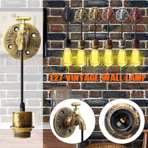 E27 Pipes Style Vintage Industrial Retro Rustic Wall Light Holder Lamp Base Sconce Light Fixture Fitting Water Indoor Decor