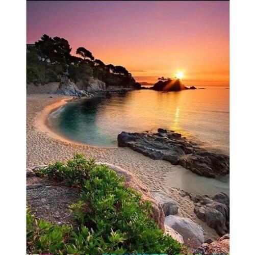GATYZTORY Diamond Embroidery Full Square Sunset 5D Diamond Painting Full Display Cross Stitch Rhinestones Decor Home Gift