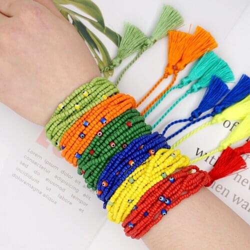 Go2boho Bracelets Women Turkish Evil Eye Bracelet Summer Boho Tassel Chic Beads Pulseras Mujer Bohemian Jewelry Handmade Gift