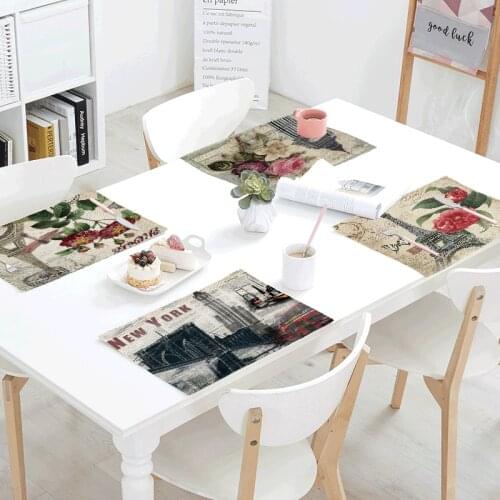 Hot Sale Paris Vintage Tower Printed Napkin For Wedding Kitchen Bowl Dining Mat Stamp Butterfly Table Set Home Decor Accessories