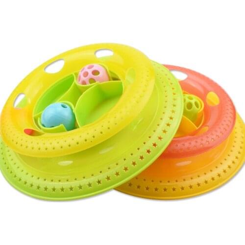 Unimme Bell pet cat toy round play disc funny cat Intelligence puzzle play track tower Cat Toy Balls cat scratch board
