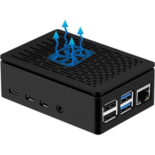 For Raspberry Pi 4 ABS Case Plastic Box Shell Black Enclosure Cooling Fan Heat Sink for Raspberry Pi 4 Model B