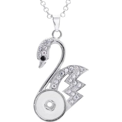 Swan snap button necklace XH1006 (fit 18mm 20mm snaps) BOBOSGIRL
