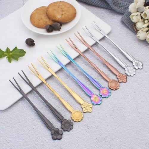Japanese Style Donut Cute Stainless Steel Doughnut Fruit Dessert Fork Coffee Ice Cream Candy Kitchen Flatware