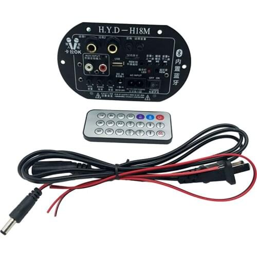 Mono Subwoofer Amplifier Board Dual Microphone K Song Bluetooth Amplifier 30-150W For 6-10Inch Speaker 220V 12V 24V