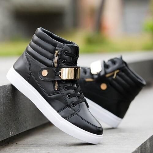 Koovan Mens Fashion Sneakers 2019 New Mens Large Size Personality Mens Shoes High Top PU Leisure Street Dance Boots