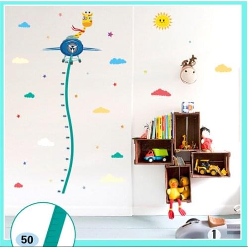 New Height Rule Spaceship Deer Bending Height Chart Wall Sticker Child Growth for Kids Room Bedroom Height Meter Sticker 50*70cm