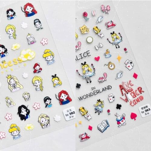 1pcs new product cartoon cute princess nail stickers Japanese style stickers 5d nail stickers