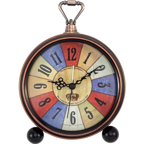 Table Clock, Retro Vintage Non-Ticking Table Desk Alarm Clock Silent Quartz for Bedroom Living Room Indoor Decoration