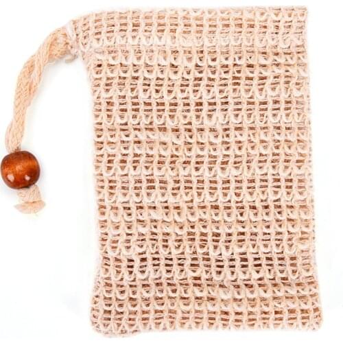 1PC Natural Exfoliator Sponge Pouch Ramie Shower Exfoliator Sponge Pouch Comfortable Blister Mesh Soap Saver Bag Foaming Net