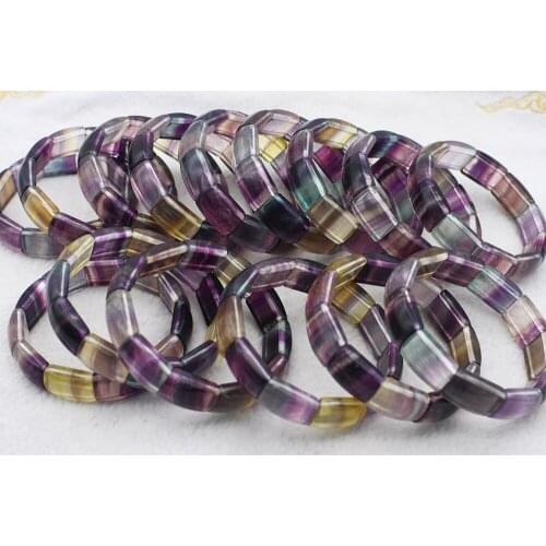 Natural colorful fluorite Bracelet unusual rare thousand layer pattern fluorite original Stone Bracelet Blue Green Purple