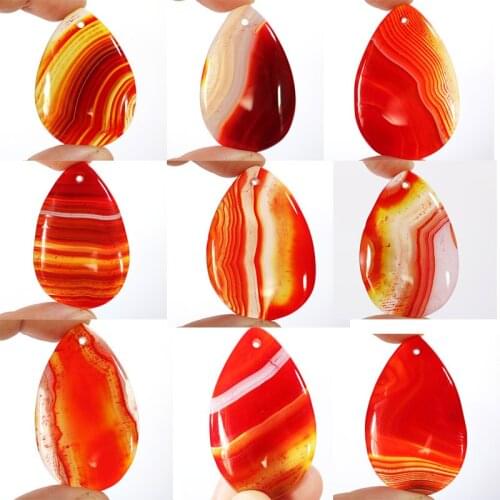 Charms Red Stripe Agates Oval Waterdrop Heart Stone Beads Multiple Size&Shape Pendant For Jewelry Making