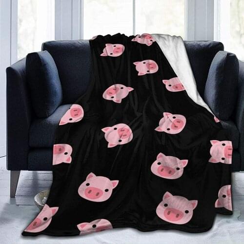 Pink Pig Blanket,Cute Cartoon Pig Face Flannel Fleece Throw Blanket,Super Soft Cozy Fluffy Warm Couch Bed Sofa Travelling
