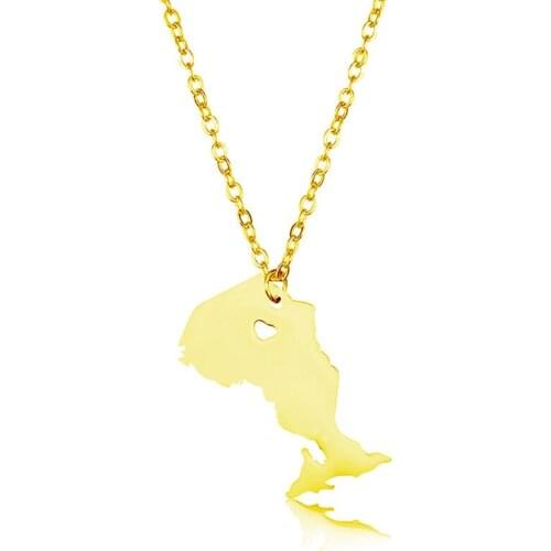 New Ontario Map Necklace Gold Silver Color Stainless Steel Ontario Map Heart Pendant Necklace Map Memorial Jewellery