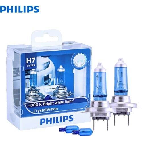 Philips Crystal Vision H7 12V 55W PX26d 12972CVSM 4300K Bright White Car Halogen Head Light Hi/lo Beam Fog Lamps (Twin Pack)