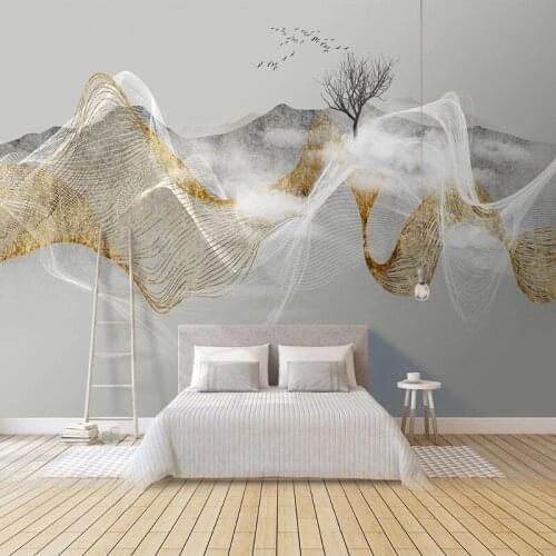Custom Photo Wallpaper 3D Light Luxury Modern Abstract Ink Landscape Mural Living Room Background Wall Mural Papel De Parede 3 D
