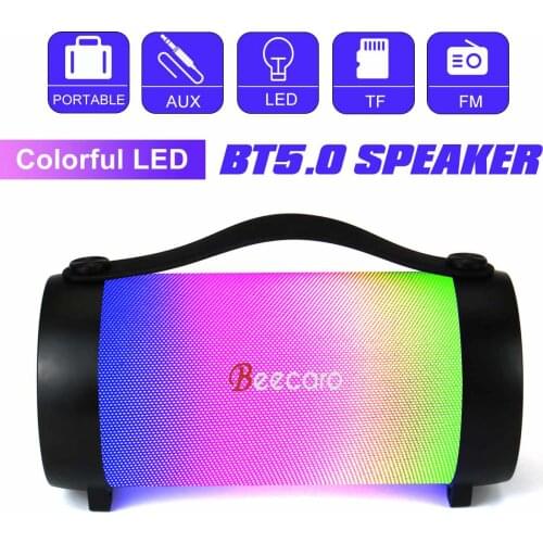 RGB LED Portable Bluetooth Speaker Wireless Speaker Home Karaoke Camping Party Music Center Bass Loudspeaker Subwoofer FM Radio