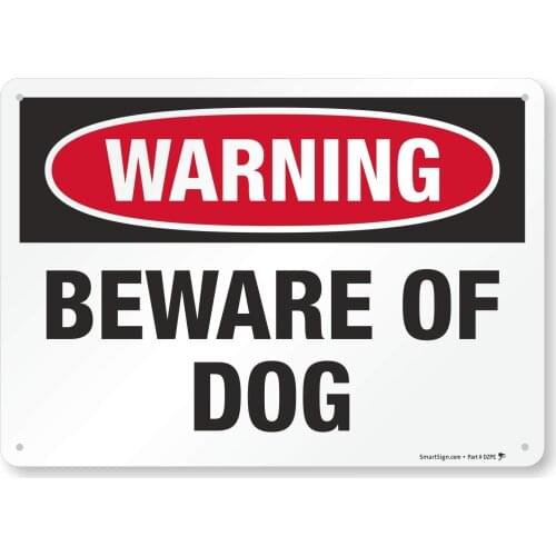 Red Black of Dog Warning Sign |8x12 Inches Aluminum Metal Sign for Fence/Wall, Laminated, Weather & Rust Resistant, Durable