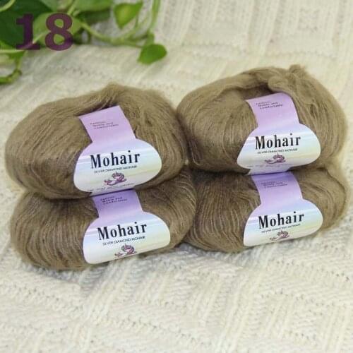 Sale New 4BallsX25g Luxury Soft Mohair Warm Wrap Shawl Hand Knit Crochet Yarn 291-18-4 Mocca