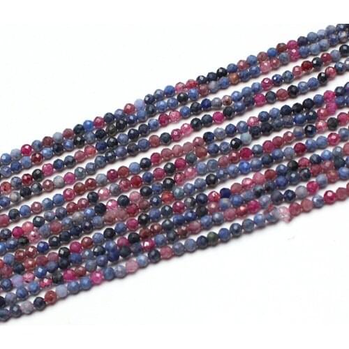 Ruby/sapphire round faceted 2.5mm for DIY jewelry making loose beads 39cm FPPJ wholesale nature gemstone