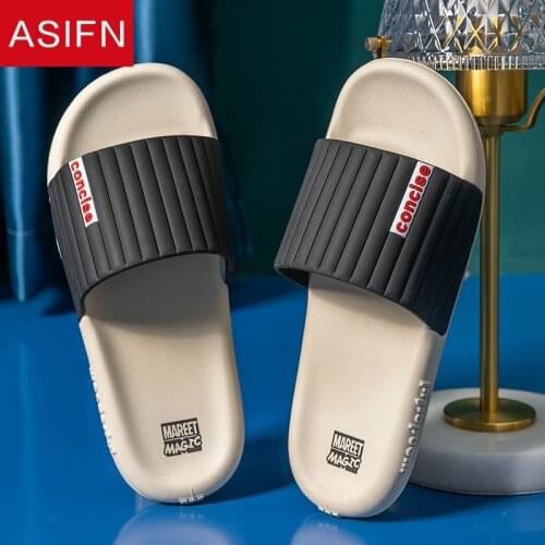 ASIFN Mens Fashion Slippers Beach Slides Indoor Comfortable Couples Non-slip Bathroom Ladies Soft Bottom Outdoor Men Shoes