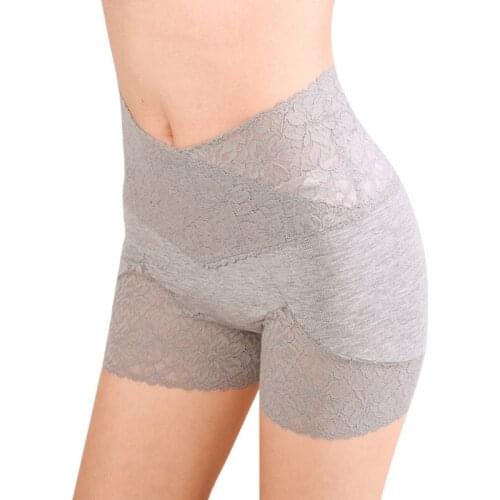 Safety Short Pants Women Lace High Waist Abdomen Female Bottoming Shorts Insurance Underwear Thin Section Plus Size