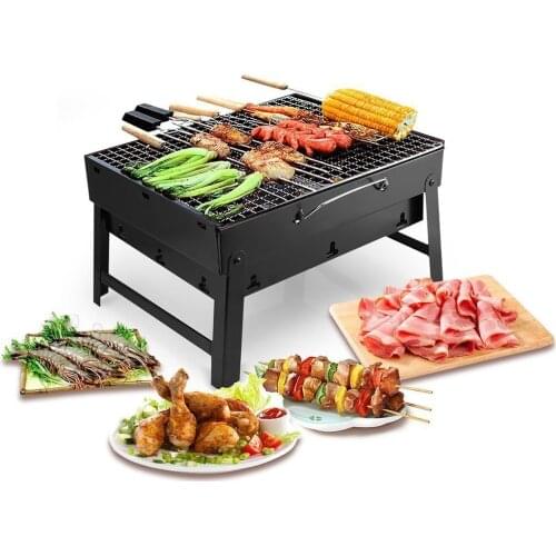 Folding Bbq Grill Portable Barbecue Charcoal Grill Wire Meshes Tools For Outdoor Camping Cooking Picnics Hiking