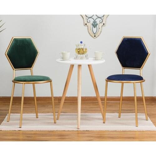 Modern gold dresser chair back velvet manicure stool coffee tea leisure iron art chair Nordic dining chair