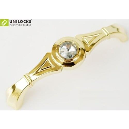UNILOCKS 10Pcs C.C.. 96 MM Clear Crystal Handle With Zinc Alloy Gold Metal Part