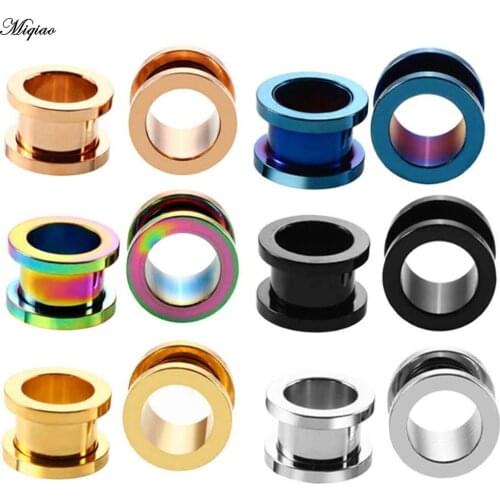 Miqiao 2pc 1.6-20mm 316L Stainless Steel Ear Tunnels Plugs Ear Stretchers Expander Plugs and Tunnels Jewelry Piercing