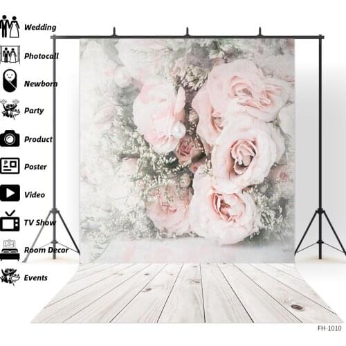 Spring Flowers Wooden Floor Photo Studio Vinyl Backdrops Baby Portrait Photophone Newborn Children Party Photography Backgrounds