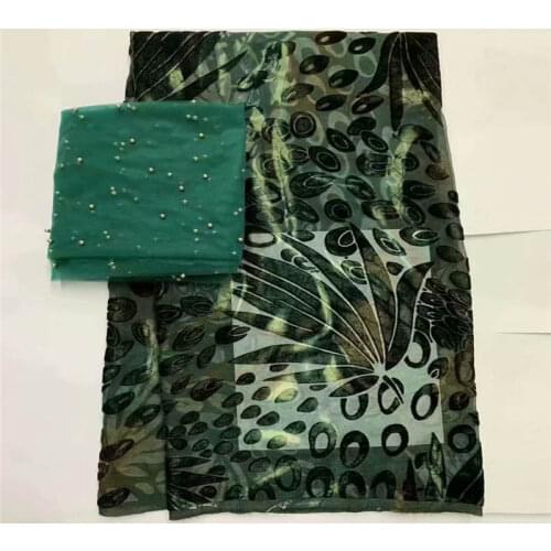 High Quality Velvet Lace Fabric 5 Yards Velvet With 2 Yards Swiss Voile Lace Fabric For Clothes / Wedding Dress.L11183