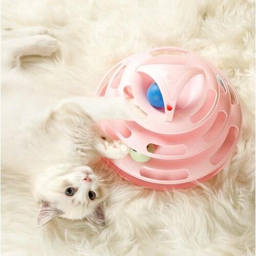 Cat Toy 3 or 4 Levels Pet Tower Tracks Disc cat Training Intelligence Amusement plate Cat toys ball Training For Kitten
