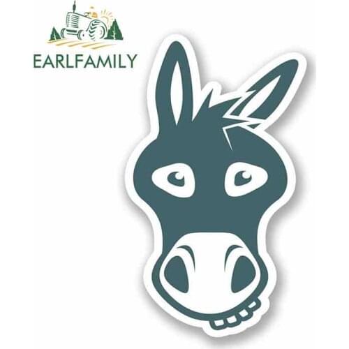 EARLFAMILY 13cm x 13cm Cartoon Donkey Funny Car Stickers Waterproof Anime Sunscreen Vinyl JDM Bumper Trunk Graphics Accessories