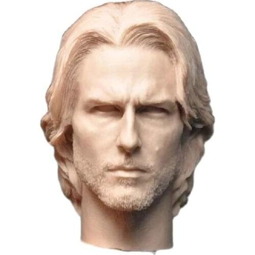 1/6 Scale Tom Cruise with Neck Uncolored Prototype Unpainted PVC Head Sculpture fit For 12'' Action Figure Body
