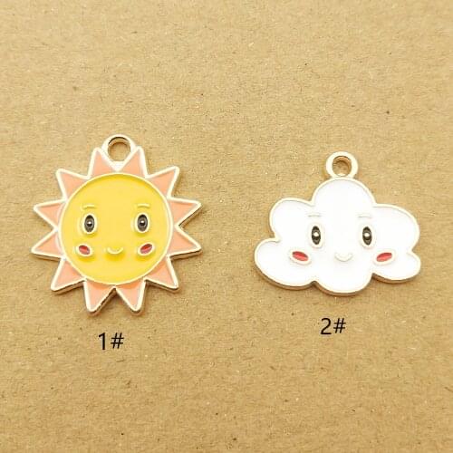 10pcs smile sun cloud enamel charms for jewelry making fashion earring pendant necklace bracelet charm diy finding